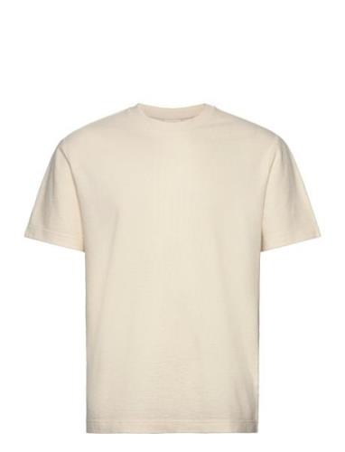 Textured Ss T-Shirt Tops T-shirts Short-sleeved Cream GANT