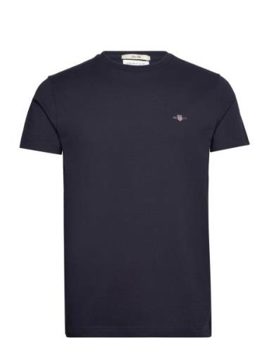 Slim Pique Ss T-Shirt Tops T-shirts Short-sleeved Blue GANT