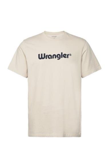 Logo Tee Tops T-shirts Short-sleeved Cream Wrangler
