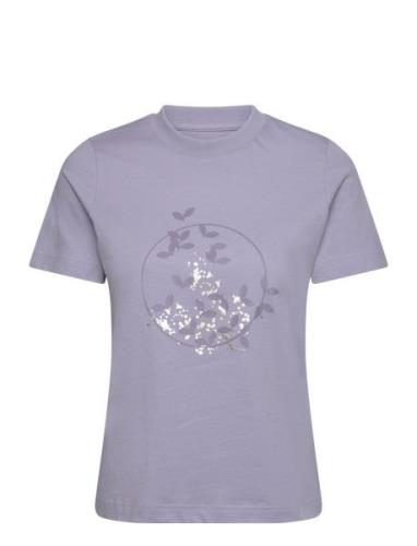 Agen Regular Tee With Print Tops T-shirts & Tops Short-sleeved Purple ...