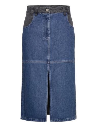 Black And Blue Denim Midi Skirt Designers Knee-length & Midi Blue Stel...