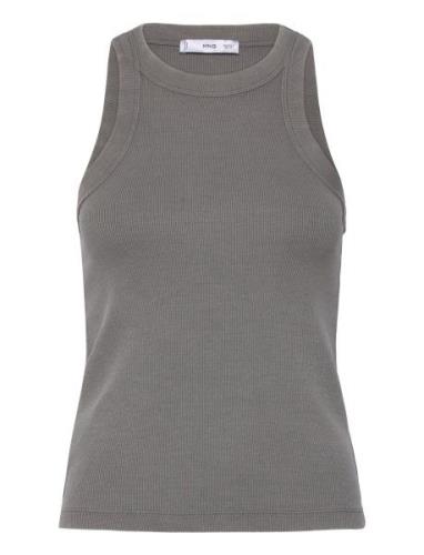 Top Lavado Canalé Algodón Tops T-shirts & Tops Sleeveless Grey Mango