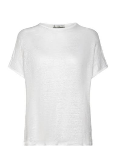 Mango 100% Linen T-Shirt Vit