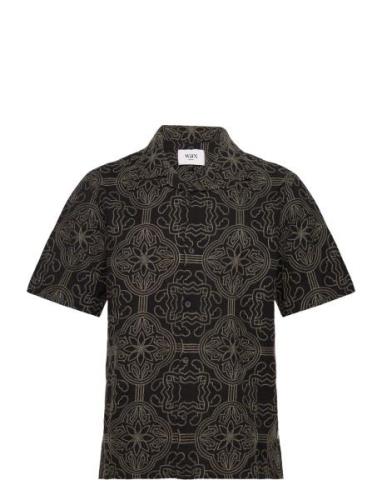 Didcot Ss Shirt Tile Stitch Black/Green Designers Shirts Short-sleeved...