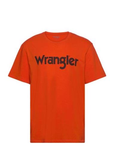 Logo Tee Tops T-shirts Short-sleeved Orange Wrangler