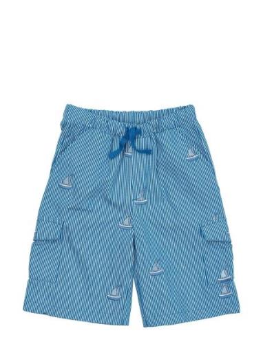 Striped Pocket Shorts W. Embroidery Bottoms Shorts Blue Copenhagen Col...