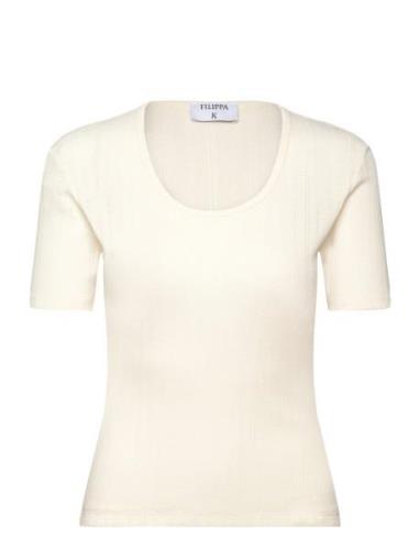 Pointelle Tee Designers T-shirts & Tops Short-sleeved Cream Filippa K