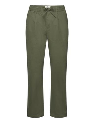 Akjan Cotton Pleat Ela Pants Bottoms Trousers Casual Green Anerkjendt