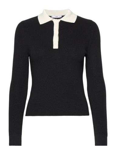 Mango Knitted Polo Neck Sweater Svart