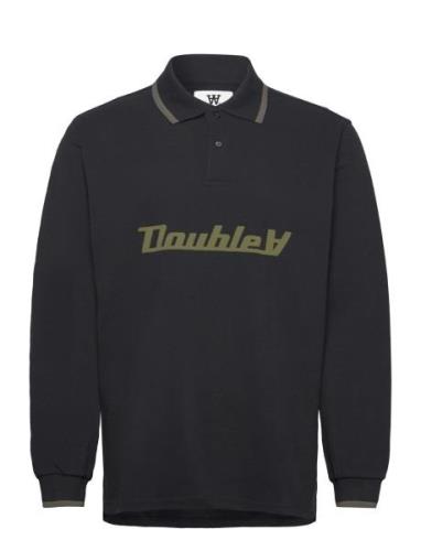 Len Baseline Ls Polo Gots Tops Polos Long-sleeved Black Double A By Wo...
