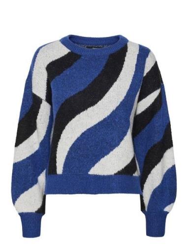 Vmlena Ls O-Neck Pullover Ga Boo Tops Knitwear Jumpers Blue Vero Moda