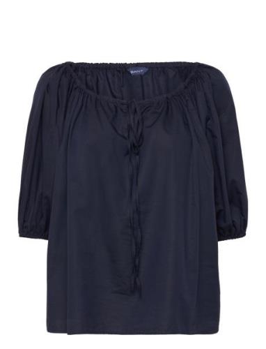 GANT Gathered Blouse Blå