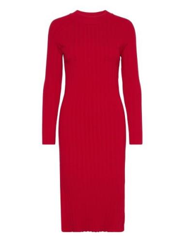 YAS Yaseloni Ls Midi Knit Dress S. Röd