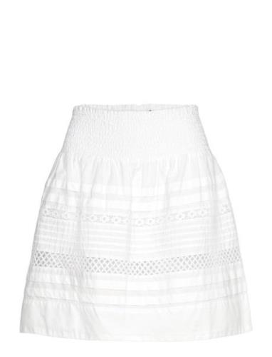 Lauren Ralph Lauren Lace-Trim Cotton Broadcloth Miniskirt Vit