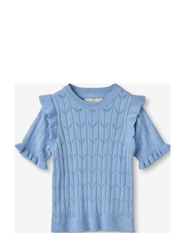 Sunny Ss Blouse Tops Knitwear Pullovers Blue Fliink