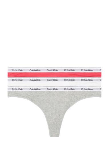 Thong 3Pk Stringtrosa Underkläder Grey Calvin Klein