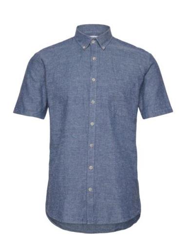 Lindbergh Cotton/Linen Shirt S/S Marinblå