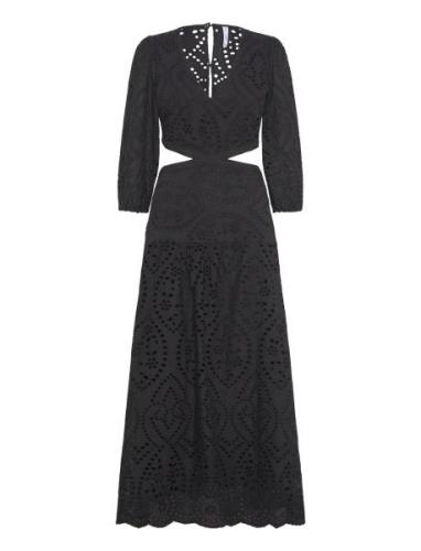 Embroidered Dress With Slits Maxiklänning Festklänning Black Mango