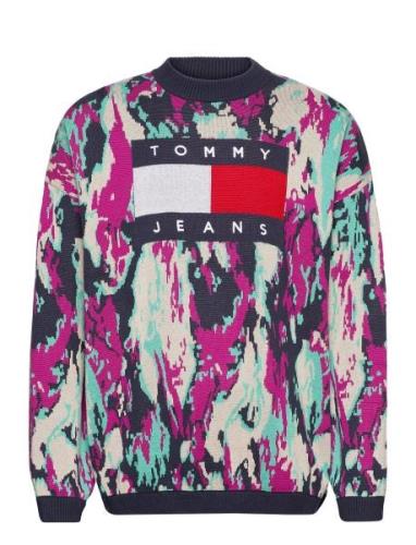 Tjm Tommy Flag Camo Sweater Tops Knitwear Round Necks Multi/patterned ...
