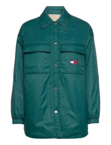 Tjw Reversible Shacket Tops Overshirts Green Tommy Jeans