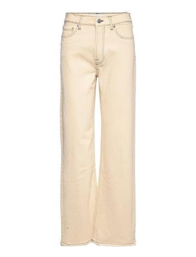 Brown Straight Jeans Natural Color Bottoms Jeans Wide Yellow Tomorrow