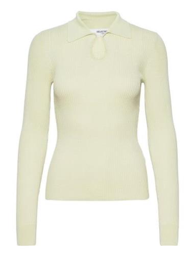 Slfraya Ls Knit Polo-Neck M Tops Knitwear Jumpers Green Selected Femme