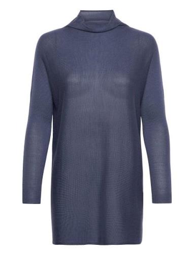Merino Lyocell Wide Turtleneck Tops Knitwear Turtleneck Blue Cathrine ...