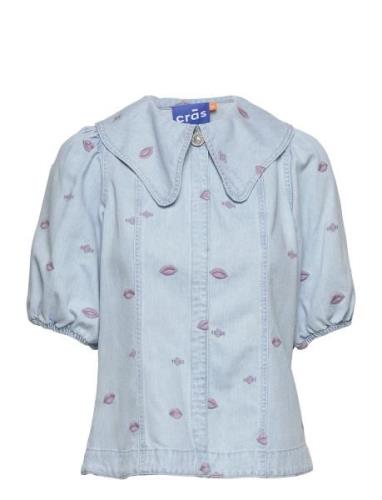 Ninacras Shirt Tops Shirts Short-sleeved Blue Cras