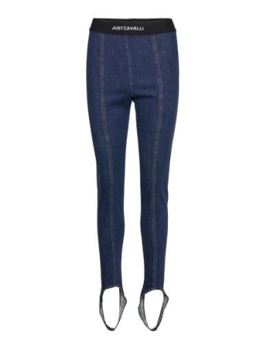 Pants Bottoms Trousers Leather Leggings-Byxor Blue Just Cavalli