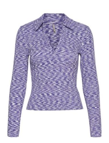Onlamia L/S Polo Top Jrs Tops T-shirts & Tops Polos Purple ONLY