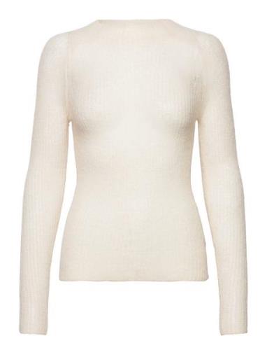 Alpaca Rib Mock-Nk Sweater Tops Knitwear Jumpers Cream Calvin Klein