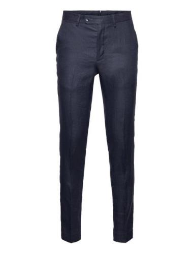 100% Linen Suit Trousers Bottoms Trousers Formal Navy Mango