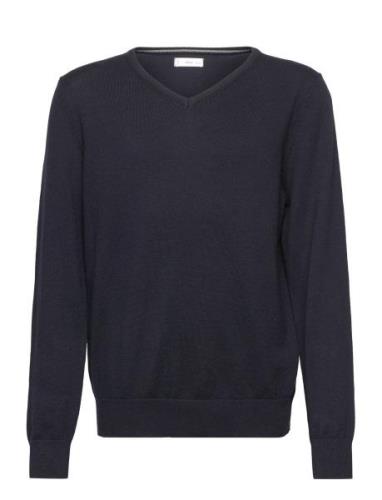 V-Neck Sweater Tops Knitwear Pullovers Navy Mango