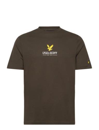 Eagle Logo T-Shirt Tops T-shirts Short-sleeved Khaki Green Lyle & Scot...