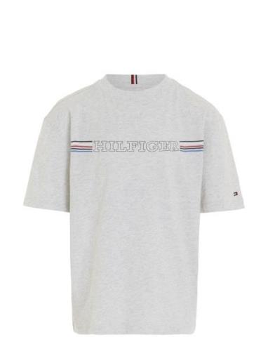 Stripe Chest Hilfiger Tops T-shirts Short-sleeved Grey Tommy Hilfiger