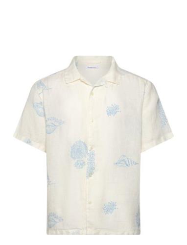 Knowledge Cotton Apparel Box Fit Short Sleeve Shirt With Emb Vit