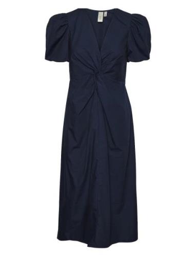 Yasstray Ss Midi Dress Knälång Klänning Navy YAS