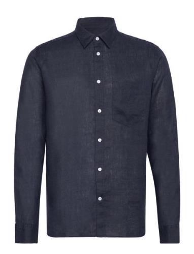 J. Lindeberg Reg Ls Clean Linen Shirt Marinblå