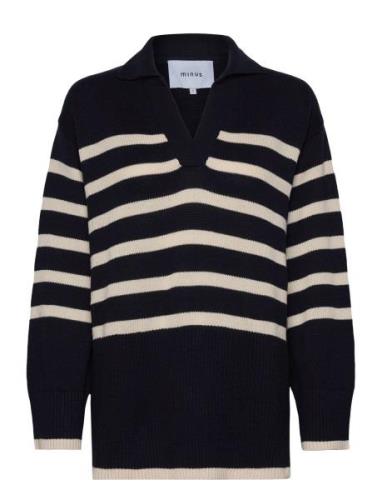 Leonie Collar Knit Pullover Tops Knitwear Jumpers Navy Minus