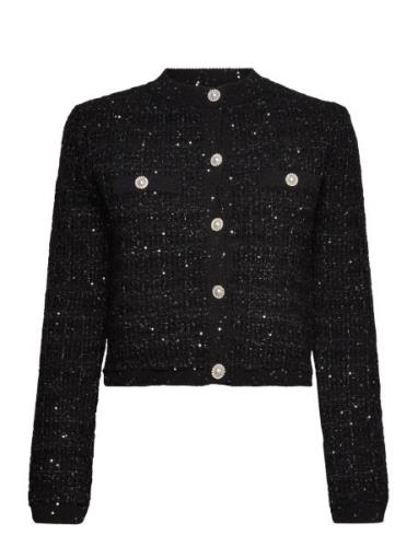 Tweed Cardigan With Jewel Button Tops Knitwear Cardigans Black Mango