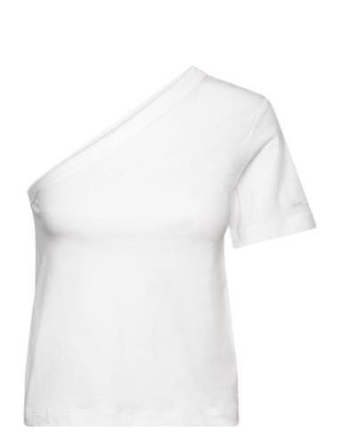Smooth Cotton Shoulder Top Tops T-shirts & Tops Short-sleeved White Ca...