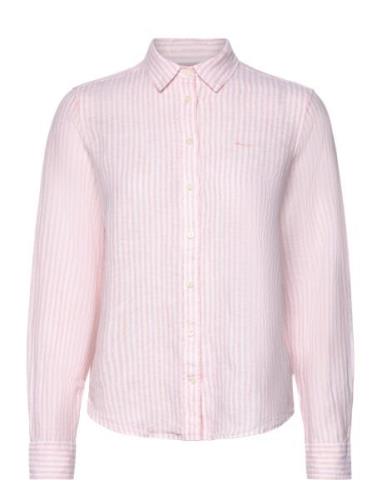 GANT Reg Linen Stripe Shirt Rosa