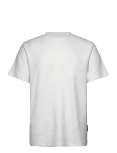 Structured Tops T-shirts Short-sleeved White Tom Tailor