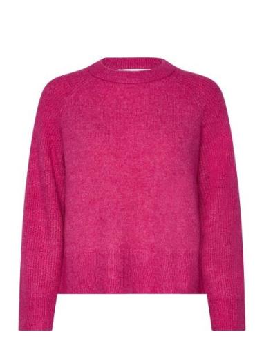 Slfrena Ls Knit O-Neck Camp Tops Knitwear Jumpers Pink Selected Femme