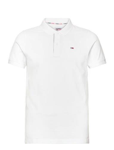Tjm Slim Placket Polo Tops Polos Short-sleeved White Tommy Jeans