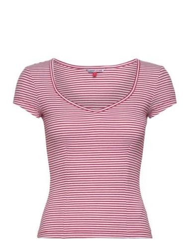 Tjw Bby Stripe Ss Top Tops T-shirts & Tops Short-sleeved Red Tommy Jea...