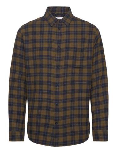 Loose Fit Checkered Shirt - Gots/Ve Tops Shirts Casual Green Knowledge...