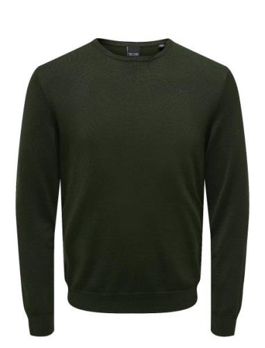 ONLY & SONS Onswyler Life Reg 14 Ls Crew Knit Noos Grön