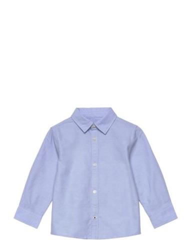 Oxford Cotton Shirt Tops Shirts Long-sleeved Shirts Blue Mango