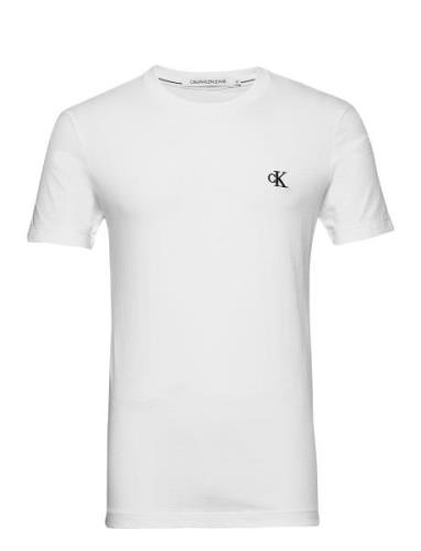 Ck Essential Slim Tee Tops T-shirts Short-sleeved White Calvin Klein J...